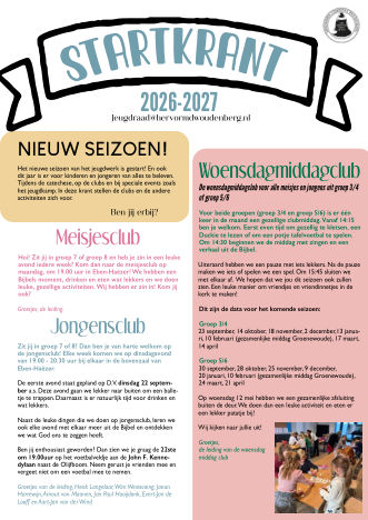 Voorpagina van de Startkrant 2026/2027